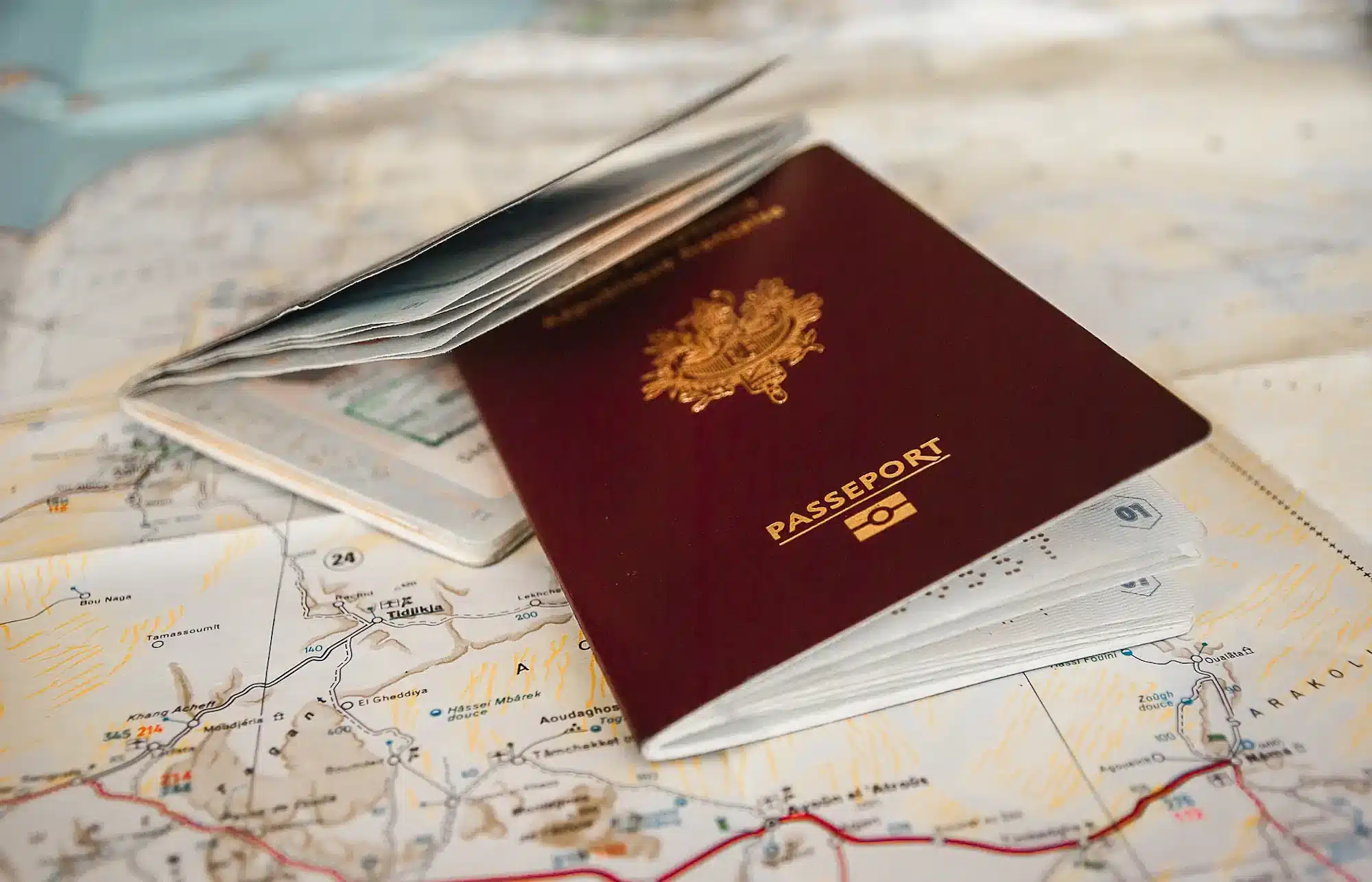 passport on map